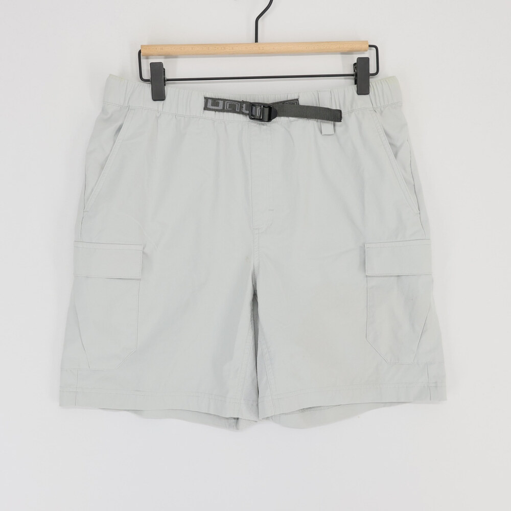 Huk Creekbed Cargo Shorts Mens M Gray Belted Fishing Quick Dry Stretch